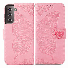 Funda de Cuero Cartera con Soporte Mariposa Carcasa para Samsung Galaxy S25 5G Rosa Roja