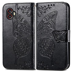 Funda de Cuero Cartera con Soporte Mariposa Carcasa para Samsung Galaxy XCover 6 Pro 5G Negro