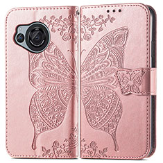 Funda de Cuero Cartera con Soporte Mariposa Carcasa para Sharp Aquos R8 Oro Rosa