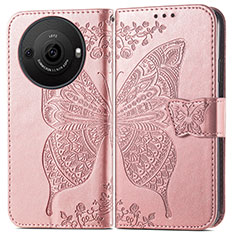 Funda de Cuero Cartera con Soporte Mariposa Carcasa para Sharp Aquos R8 Pro Oro Rosa