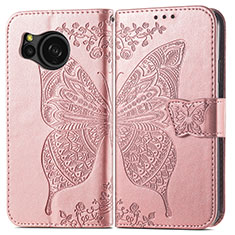 Funda de Cuero Cartera con Soporte Mariposa Carcasa para Sharp Aquos Sense8 Oro Rosa