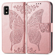 Funda de Cuero Cartera con Soporte Mariposa Carcasa para Sharp Aquos wish3 Oro Rosa