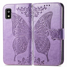 Funda de Cuero Cartera con Soporte Mariposa Carcasa para Sharp Aquos wish3 Purpura Claro