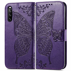 Funda de Cuero Cartera con Soporte Mariposa Carcasa para Sony Xperia 10 III Morado