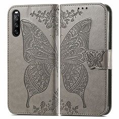 Funda de Cuero Cartera con Soporte Mariposa Carcasa para Sony Xperia 10 III SO-52B Gris