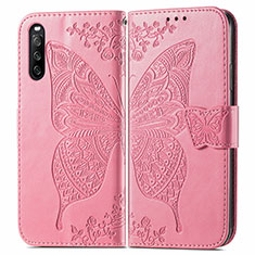 Funda de Cuero Cartera con Soporte Mariposa Carcasa para Sony Xperia 10 III SO-52B Rosa Roja