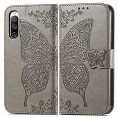 Funda de Cuero Cartera con Soporte Mariposa Carcasa para Sony Xperia 10 IV Gris