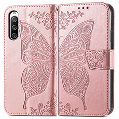 Funda de Cuero Cartera con Soporte Mariposa Carcasa para Sony Xperia 10 IV SO-52C Rosa