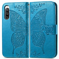 Funda de Cuero Cartera con Soporte Mariposa Carcasa para Sony Xperia 10 IV SOG07 Azul