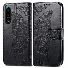 Funda de Cuero Cartera con Soporte Mariposa Carcasa para Sony Xperia 5 III Negro