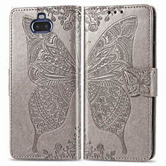 Funda de Cuero Cartera con Soporte Mariposa Carcasa para Sony Xperia 8 Gris