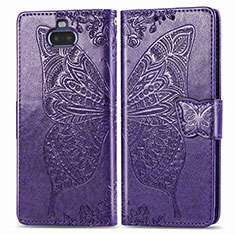 Funda de Cuero Cartera con Soporte Mariposa Carcasa para Sony Xperia 8 Morado