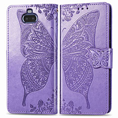 Funda de Cuero Cartera con Soporte Mariposa Carcasa para Sony Xperia 8 Purpura Claro