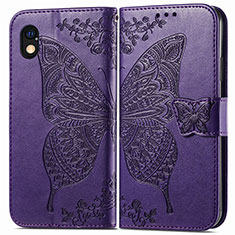 Funda de Cuero Cartera con Soporte Mariposa Carcasa para Sony Xperia Ace III SO-53C Morado