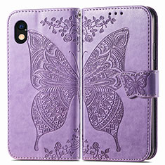 Funda de Cuero Cartera con Soporte Mariposa Carcasa para Sony Xperia Ace III SOG08 Purpura Claro