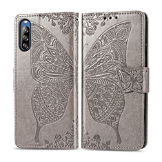 Funda de Cuero Cartera con Soporte Mariposa Carcasa para Sony Xperia L4 Gris