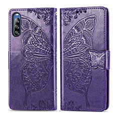 Funda de Cuero Cartera con Soporte Mariposa Carcasa para Sony Xperia L4 Morado