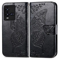 Funda de Cuero Cartera con Soporte Mariposa Carcasa para Vivo iQOO 9T 5G Negro