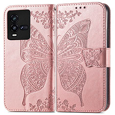 Funda de Cuero Cartera con Soporte Mariposa Carcasa para Vivo iQOO 9T 5G Rosa