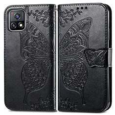 Funda de Cuero Cartera con Soporte Mariposa Carcasa para Vivo iQOO U3 5G Negro