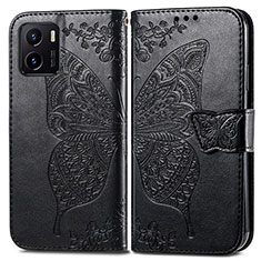 Funda de Cuero Cartera con Soporte Mariposa Carcasa para Vivo iQOO U5x Negro