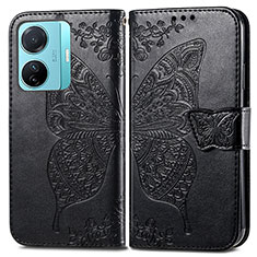 Funda de Cuero Cartera con Soporte Mariposa Carcasa para Vivo iQOO Z6 Pro 5G Negro