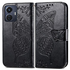 Funda de Cuero Cartera con Soporte Mariposa Carcasa para Vivo T1 4G Negro