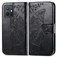 Funda de Cuero Cartera con Soporte Mariposa Carcasa para Vivo T1 5G India Negro