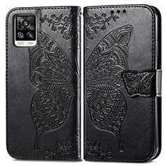 Funda de Cuero Cartera con Soporte Mariposa Carcasa para Vivo V20 (2021) Negro