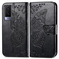 Funda de Cuero Cartera con Soporte Mariposa Carcasa para Vivo V21e 5G Negro