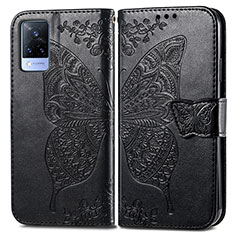 Funda de Cuero Cartera con Soporte Mariposa Carcasa para Vivo V21s 5G Negro