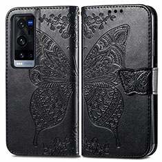 Funda de Cuero Cartera con Soporte Mariposa Carcasa para Vivo X60 Pro+ Plus 5G Negro