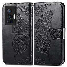 Funda de Cuero Cartera con Soporte Mariposa Carcasa para Vivo X70 Pro 5G Negro