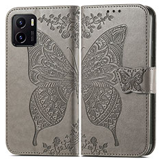 Funda de Cuero Cartera con Soporte Mariposa Carcasa para Vivo Y01 Gris