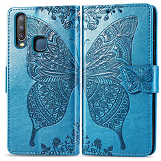 Funda de Cuero Cartera con Soporte Mariposa Carcasa para Vivo Y11 Azul