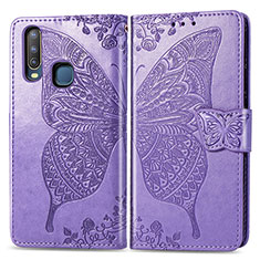 Funda de Cuero Cartera con Soporte Mariposa Carcasa para Vivo Y11 Purpura Claro