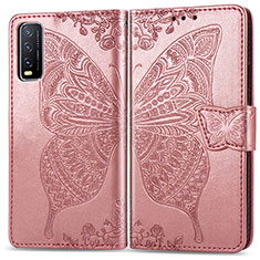 Funda de Cuero Cartera con Soporte Mariposa Carcasa para Vivo Y11s Rosa