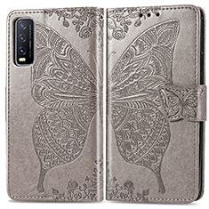 Funda de Cuero Cartera con Soporte Mariposa Carcasa para Vivo Y20s G Gris