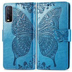 Funda de Cuero Cartera con Soporte Mariposa Carcasa para Vivo Y20T Azul