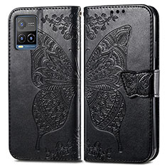 Funda de Cuero Cartera con Soporte Mariposa Carcasa para Vivo Y21t Negro