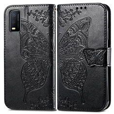 Funda de Cuero Cartera con Soporte Mariposa Carcasa para Vivo Y3s (2021) Negro