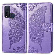 Funda de Cuero Cartera con Soporte Mariposa Carcasa para Vivo Y50 Purpura Claro