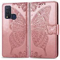 Funda de Cuero Cartera con Soporte Mariposa Carcasa para Vivo Y50 Rosa