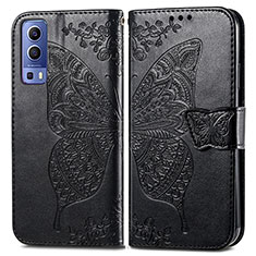 Funda de Cuero Cartera con Soporte Mariposa Carcasa para Vivo Y52 5G Negro