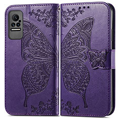 Funda de Cuero Cartera con Soporte Mariposa Carcasa para Xiaomi Civi 1S 5G Morado