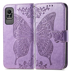 Funda de Cuero Cartera con Soporte Mariposa Carcasa para Xiaomi Civi 1S 5G Purpura Claro