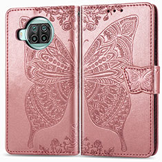 Funda de Cuero Cartera con Soporte Mariposa Carcasa para Xiaomi Mi 10i 5G Rosa