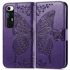 Funda de Cuero Cartera con Soporte Mariposa Carcasa para Xiaomi Mi 10S 5G Morado