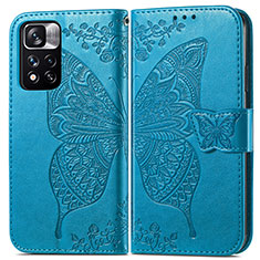 Funda de Cuero Cartera con Soporte Mariposa Carcasa para Xiaomi Mi 11i 5G (2022) Azul