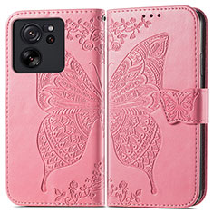 Funda de Cuero Cartera con Soporte Mariposa Carcasa para Xiaomi Mi 13T 5G Rosa Roja